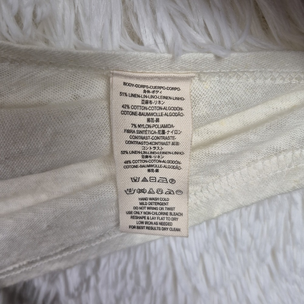 Free People Lace Crochet Ivory Sleeveless Semi Sheer Top Assymetric Sz S Boho - Picture 6 of 8